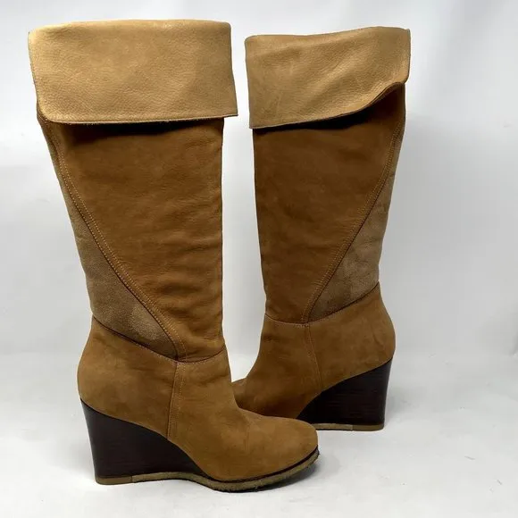 UGG Ravenna 3196 Women’s Tall Wedge Boots Honey Suede, Womens Size 7