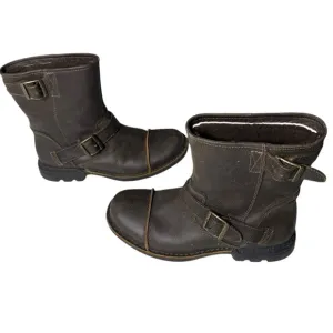 UGG Rockville Leather Biker Moto Boots Distressed Brown Sheepskin 3043 Mens 10