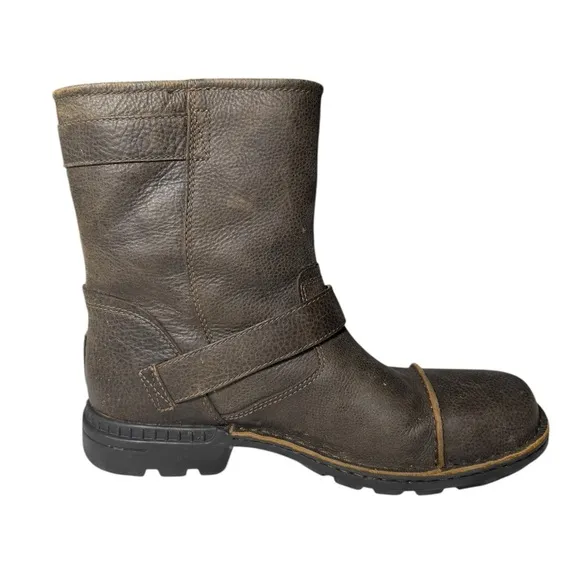 UGG Rockville Leather Biker Moto Boots Distressed Brown Sheepskin 3043 Mens 10