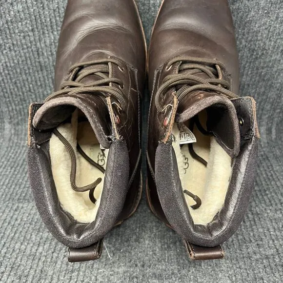 UGG Seton TL Stout Waterproof Leather Sheepskin Boots Brown Mens Size 13 1008146