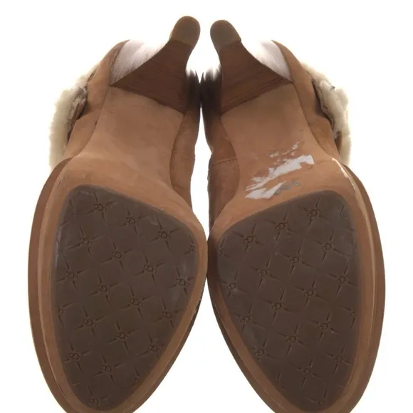 UGG Tan Heeled Boots with Cream Shearling