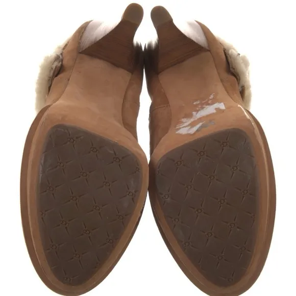 UGG Tan Heeled Boots with Cream Shearling