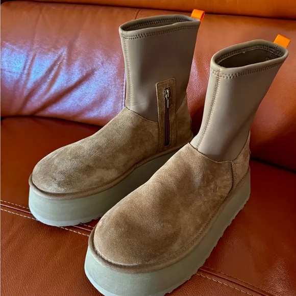 UGG Tan Platform Ankle Boots