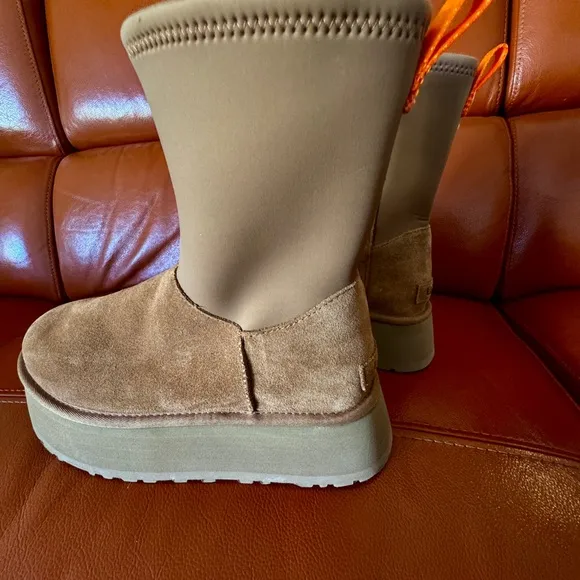 UGG Tan Platform Ankle Boots