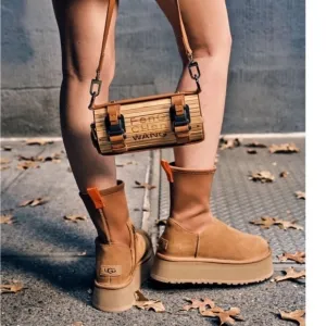 UGG Tan Platform Ankle Boots