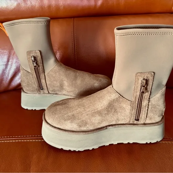 UGG Tan Platform Ankle Boots