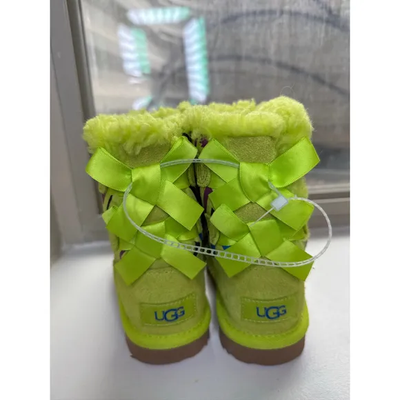 UGG Toddlers Bailey Bow || Winter Fashion Boots Size 9C NEW Galactic Lime Green