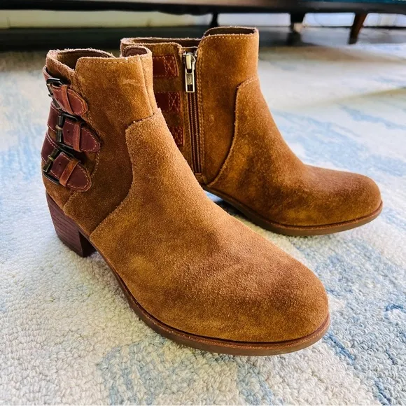 UGG VOLTA BROWN SUEDE LEATHER CHELSEA ANKLE BOOTS SIZE 8.5