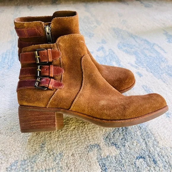 UGG VOLTA BROWN SUEDE LEATHER CHELSEA ANKLE BOOTS SIZE 8.5
