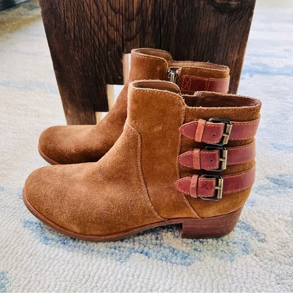 UGG VOLTA BROWN SUEDE LEATHER CHELSEA ANKLE BOOTS SIZE 8.5