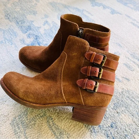 UGG VOLTA BROWN SUEDE LEATHER CHELSEA ANKLE BOOTS SIZE 8.5