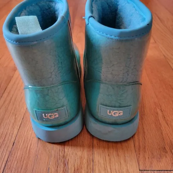 UGG Waterproof Short Boots 6 Blue Green Classic Mini Clear 1113190