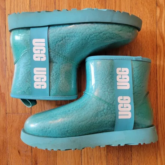 UGG Waterproof Short Boots 6 Blue Green Classic Mini Clear 1113190