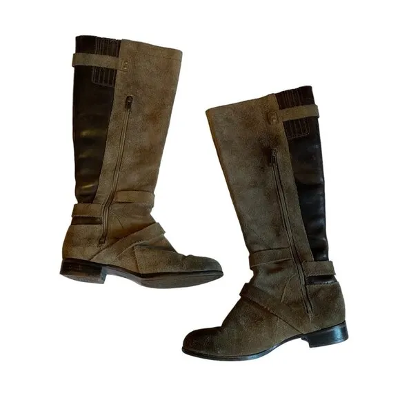 Ugg Women Brown Leather Suede Sherpa Lined Knee High Riding Cydnee Boots Sz 7.5