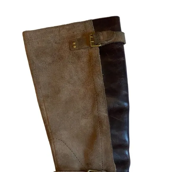 Ugg Women Brown Leather Suede Sherpa Lined Knee High Riding Cydnee Boots Sz 7.5