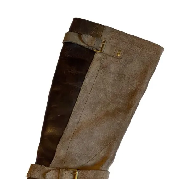 Ugg Women Brown Leather Suede Sherpa Lined Knee High Riding Cydnee Boots Sz 7.5