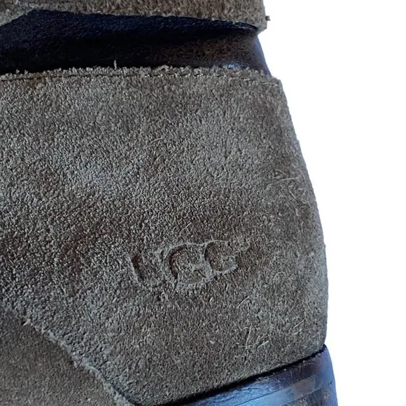 Ugg Women Brown Leather Suede Sherpa Lined Knee High Riding Cydnee Boots Sz 7.5