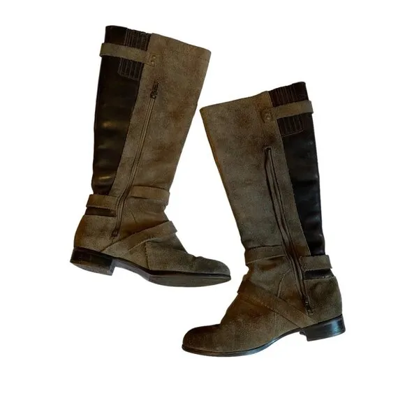 Ugg Women Brown Leather Suede Sherpa Lined Knee High Riding Cydnee Boots Sz 7.5