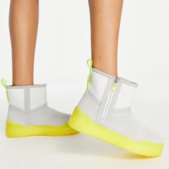 UGG Women’s Classic Tech Mini Waterproof Boots Neon Yellow Gray US 6 Disco Y2K
