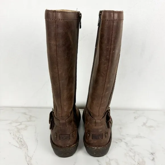 UGG Women's Rosen Sherpa Lined Leather Riding Boots Sz 5