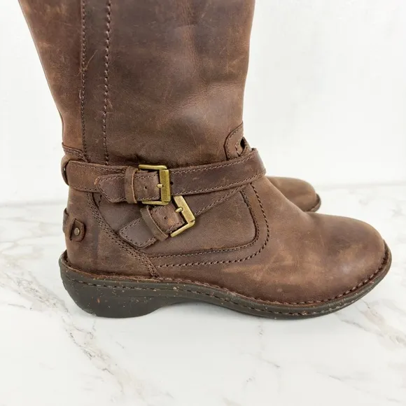 UGG Women's Rosen Sherpa Lined Leather Riding Boots Sz 5