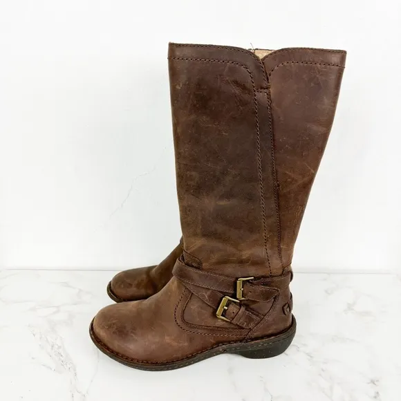 UGG Women's Rosen Sherpa Lined Leather Riding Boots Sz 5