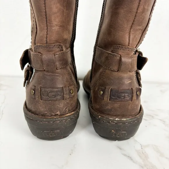 UGG Women's Rosen Sherpa Lined Leather Riding Boots Sz 5