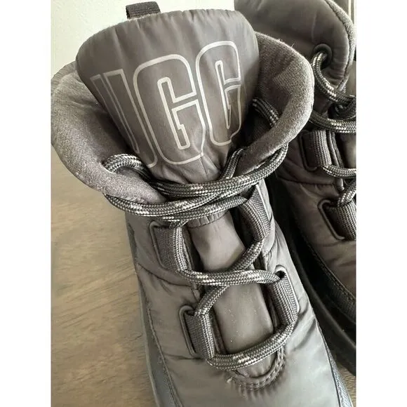 UGG YOSE PUFFER LACE UP BLACK SHEEPSKIN WOMEN'S US 11 BOOTS shoes ankle hiker