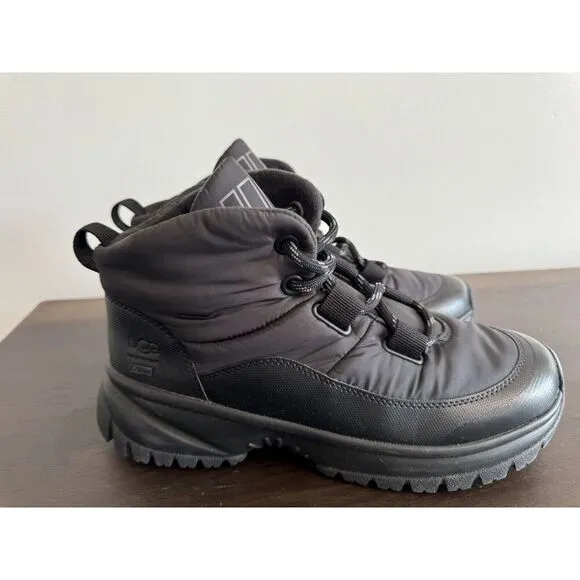 UGG YOSE PUFFER LACE UP BLACK SHEEPSKIN WOMEN'S US 11 BOOTS shoes ankle hiker