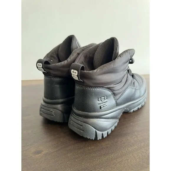 UGG YOSE PUFFER LACE UP BLACK SHEEPSKIN WOMEN'S US 11 BOOTS shoes ankle hiker