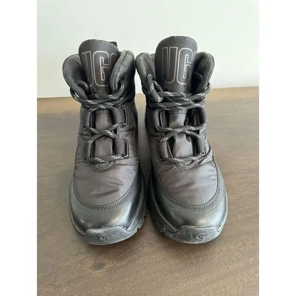 UGG YOSE PUFFER LACE UP BLACK SHEEPSKIN WOMEN'S US 11 BOOTS shoes ankle hiker