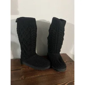 Uggs Australia UGG Classic Cardi Cabled Knit Boots Black Size 6