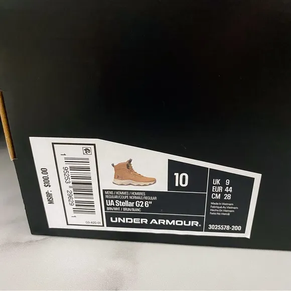 Under Armour Mens 10 UA Stellar G2 6&quot; Tactical Hiking Boots 3025578-200 Brown