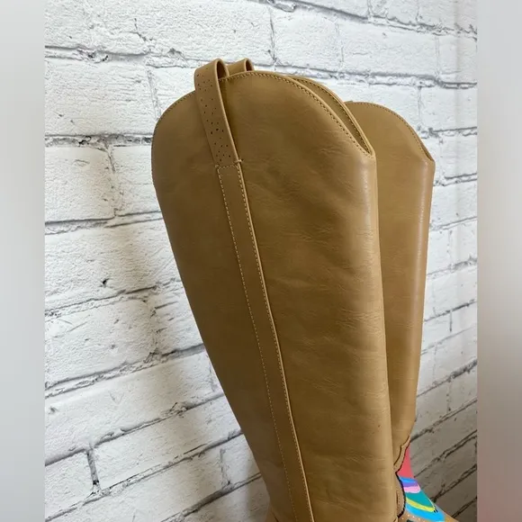 Universal Thread Southwestern Boho Leather Floral Cowboy Western Boots size 8.5