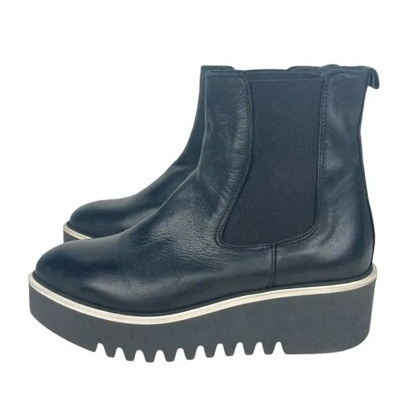 UNLACE Italian Chunky Leather Platform Chelsea Boots in Black - Size 38