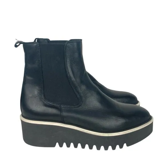 UNLACE Italian Chunky Leather Platform Chelsea Boots in Black - Size 38