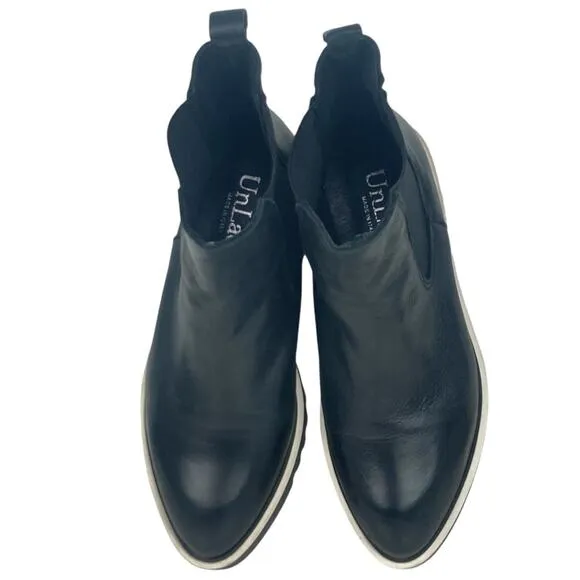 UNLACE Italian Chunky Leather Platform Chelsea Boots in Black - Size 38