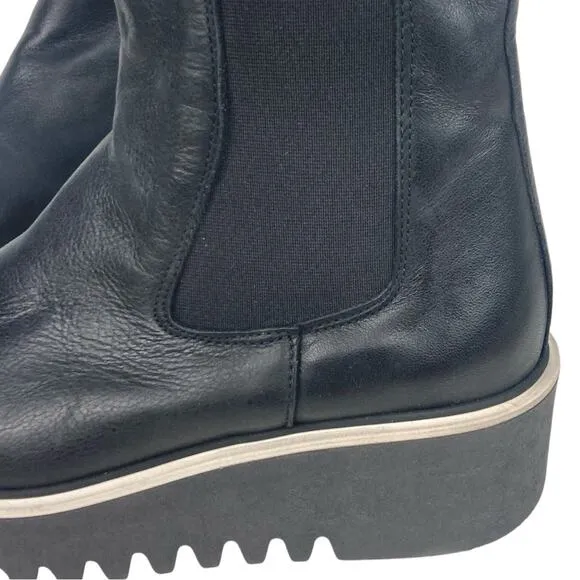 UNLACE Italian Chunky Leather Platform Chelsea Boots in Black - Size 38