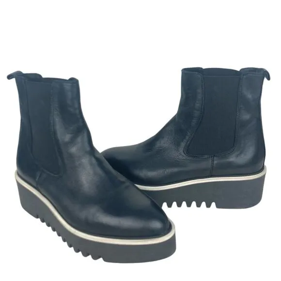 UNLACE Italian Chunky Leather Platform Chelsea Boots in Black - Size 38