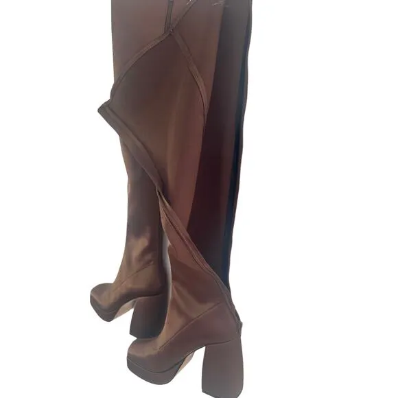 UPLIFT OTK BOOT brown over knee stretch boots Sz7M NWT out stock item $170