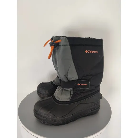 (V) Columbia Youth snow boots waterproof winter black sz 2 YY1145-012