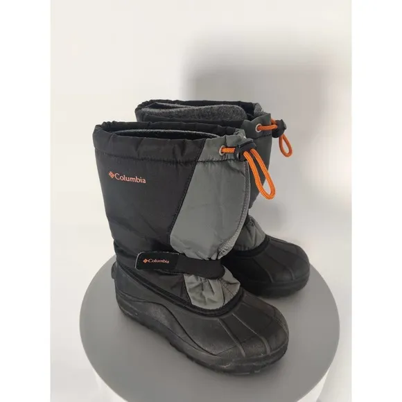 (V) Columbia Youth snow boots waterproof winter black sz 2 YY1145-012