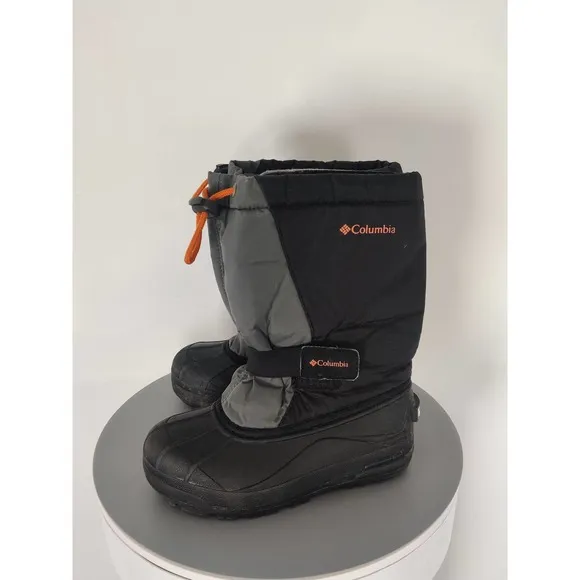 (V) Columbia Youth snow boots waterproof winter black sz 2 YY1145-012