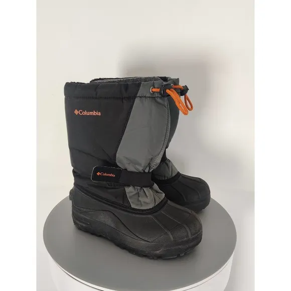 (V) Columbia Youth snow boots waterproof winter black sz 2 YY1145-012