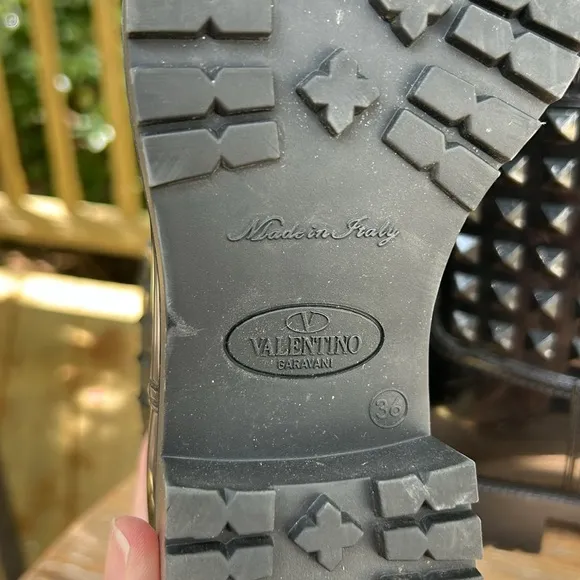 Valentino Garavani Black Rockstud  Rain Boots. Size 36
