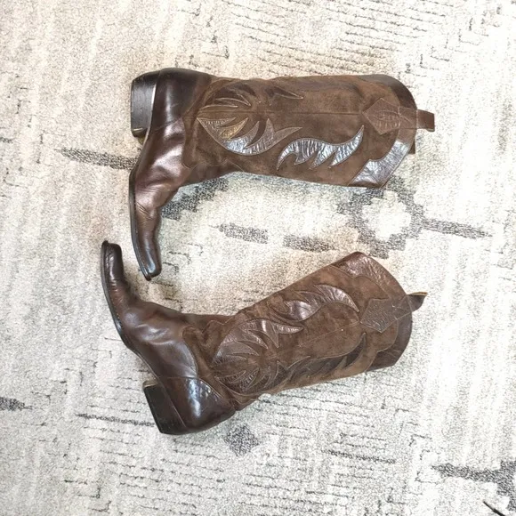 Van Eli East Brown Leather/Suede Cowboy Boots size 6M
