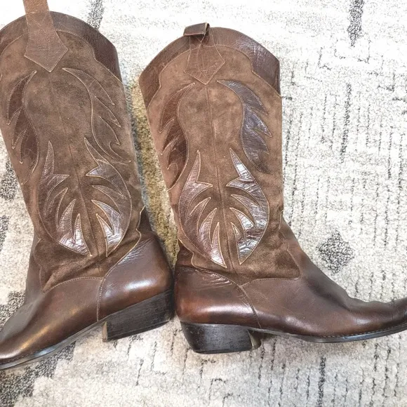Van Eli East Brown Leather/Suede Cowboy Boots size 6M
