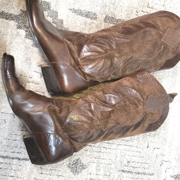 Van Eli East Brown Leather/Suede Cowboy Boots size 6M