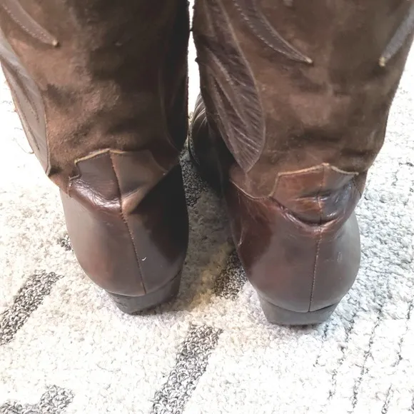 Van Eli East Brown Leather/Suede Cowboy Boots size 6M