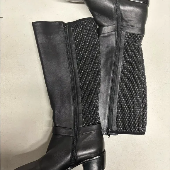 VANELi Valyn Women's Riding Boot Leather Textured Back Detailing Buckle Size 7.5